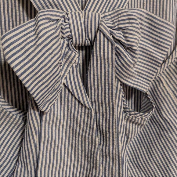 Blue and White Striped Tank with Bow Back Size L - Picture 6 of 6